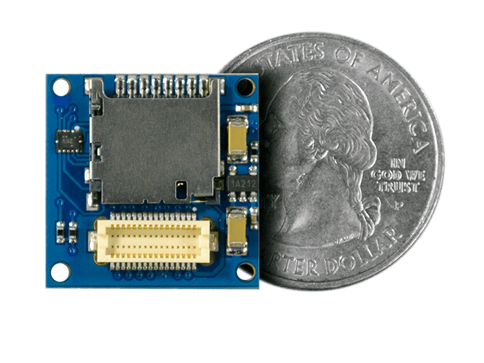 MicroSD Shield quarter size comparison
