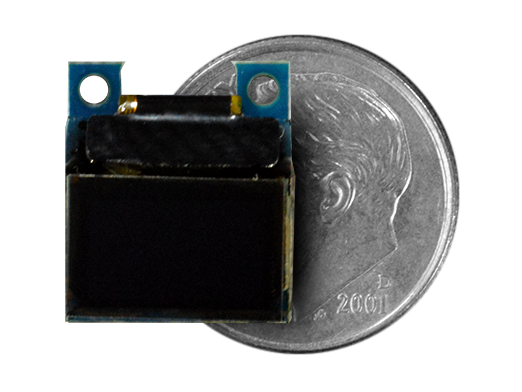 0.42" OLED Screen Wireling compared to a dime 