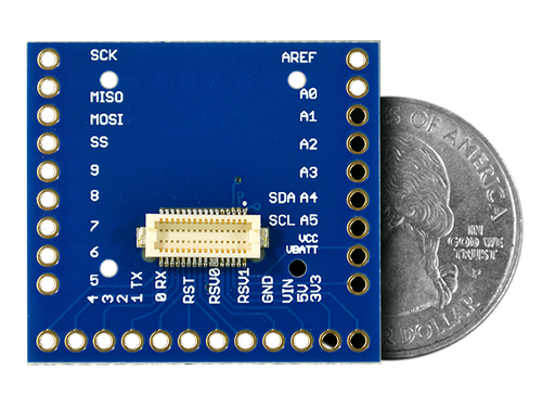 Proto Terminal bare board with quarter size comparison