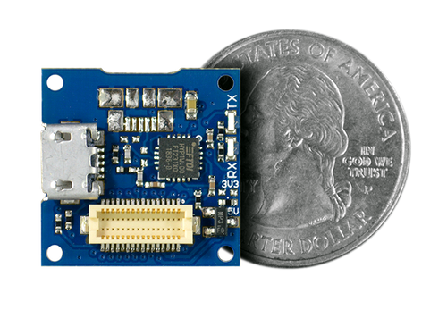 USB Shield quarter size comparison