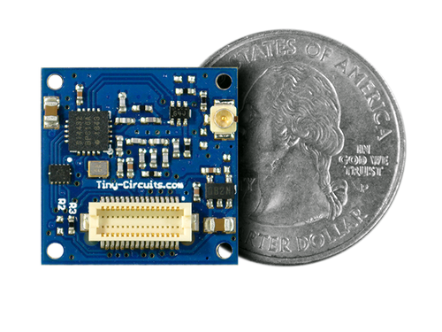 433MHZ Long Range Radio Shield Quarter Size Comparison