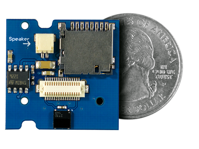 MicroSD / Audio Shield quarter size comparison