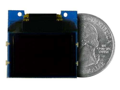 TinyScreen OLED Shield quarter size comparison