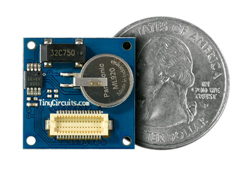 Real-Time Clock Shield quarter size comparison