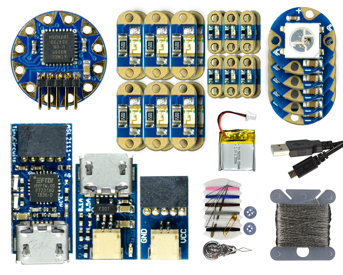TinyLily Mini Starter Kit | e-Textiles |TinyCircuits.com
