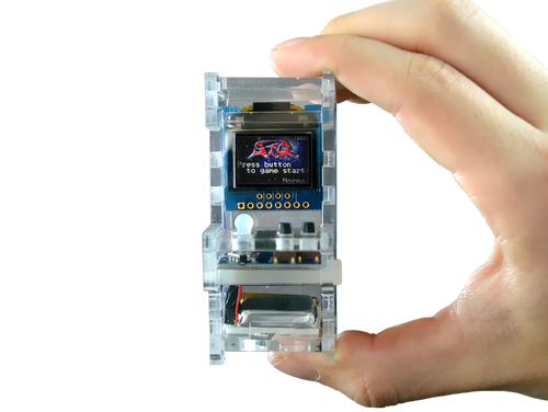 Tiny Arcade DIY Kit in someone's hand