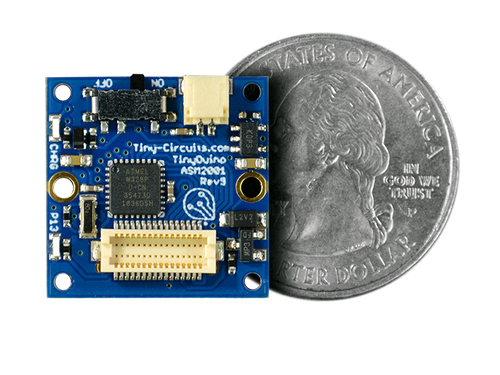 TinyDuino Processor Board quarter size comparison