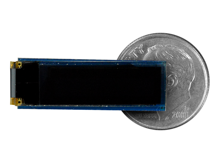 0.69" OLED Screen Wireling compared to a dime 