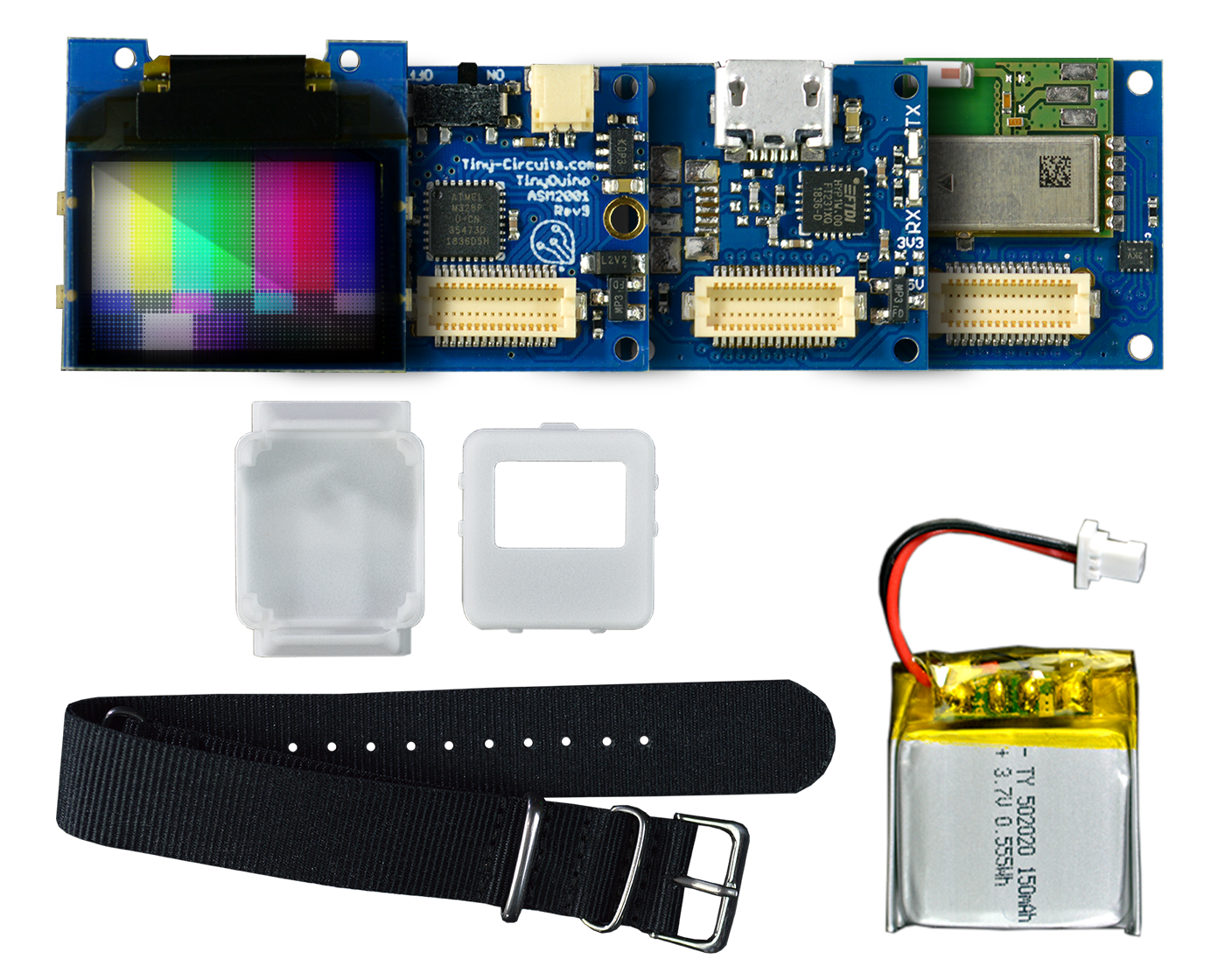 Development Watch Kit Smart Watch Kit | Project Kits | TinyCircuits.com